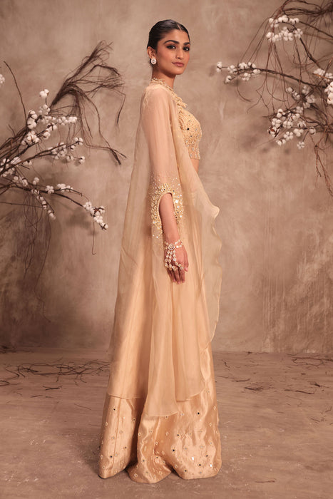 Nazakat Ivory Heavy Cape Style Lehenga Set