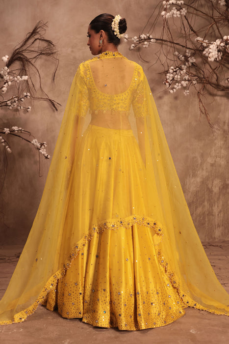 Nazakat Yellow Heavy Mirror work Lehenga Set