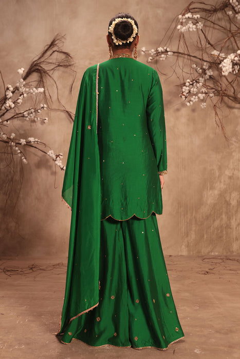 Nazakat Green Mirror Work Sharara Set