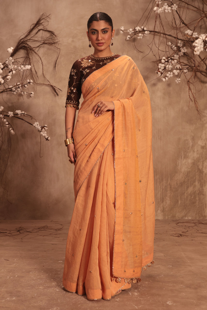 Nazakat Orange Gota Work Saree Set