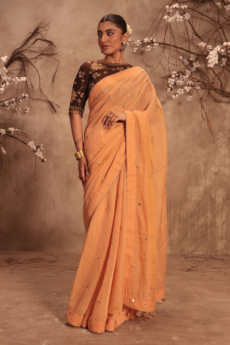 Nazakat Orange Gota Work Saree Set