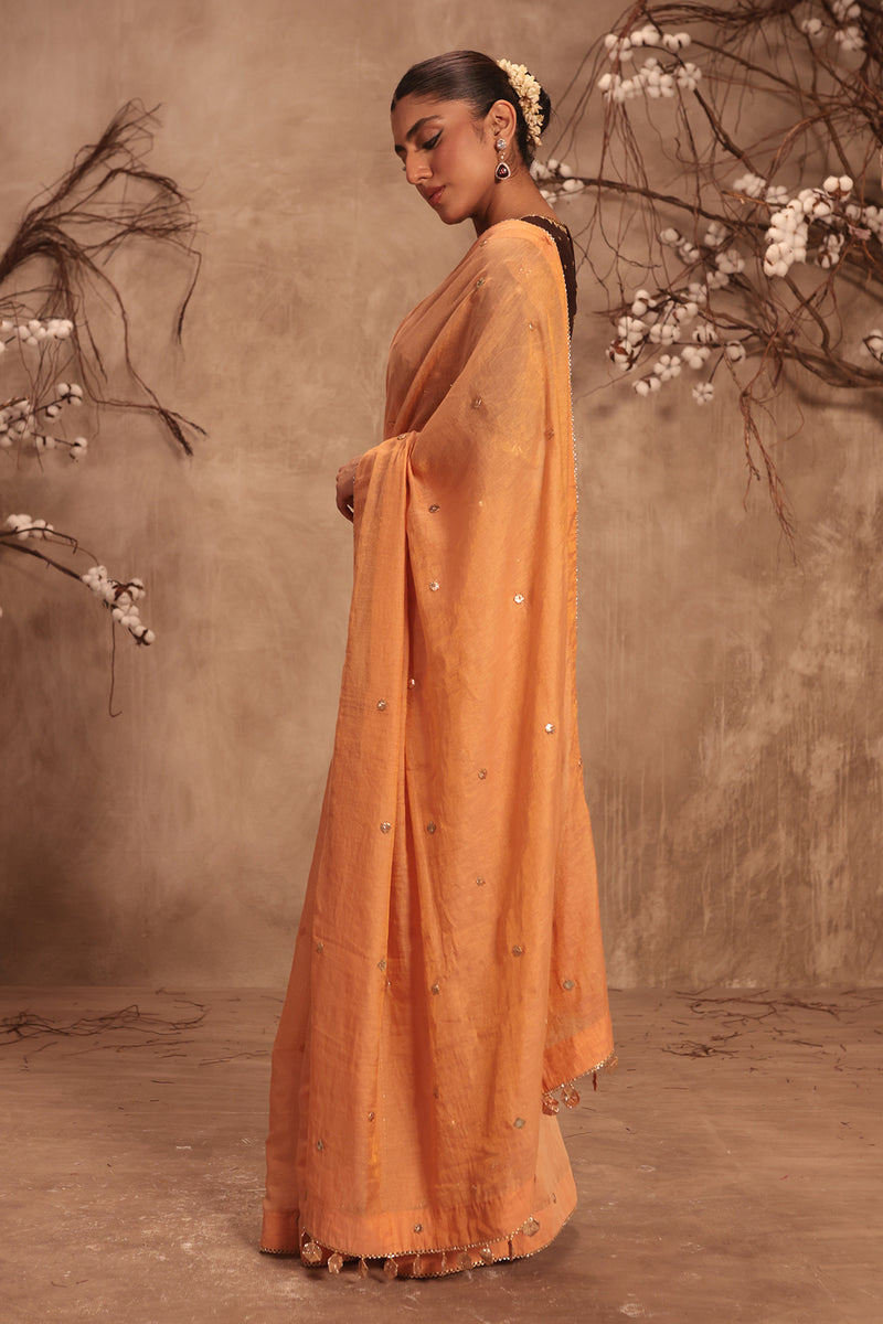 Nazakat Orange Gota Work Saree Set