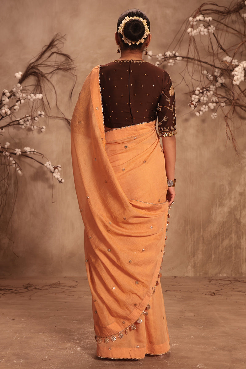 Nazakat Orange Gota Work Saree Set