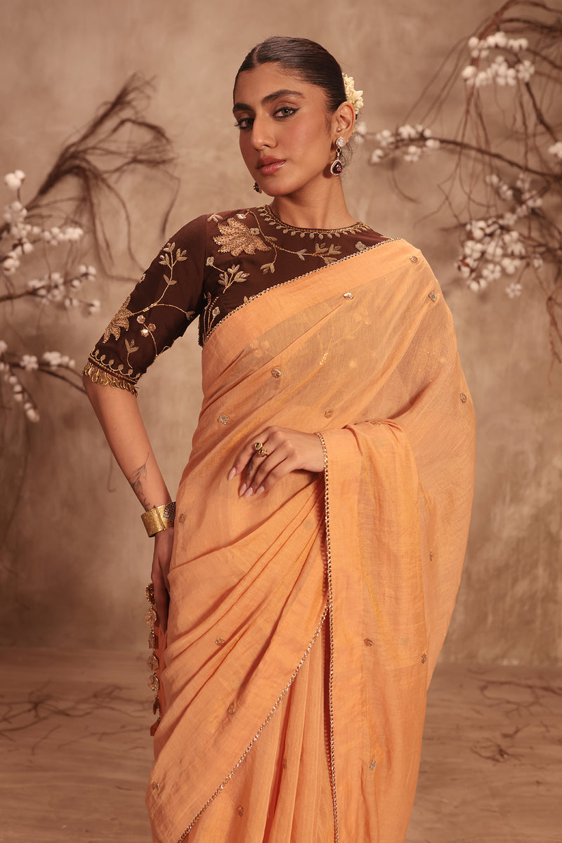 Nazakat Orange Gota Work Saree Set