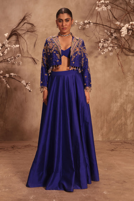 Nazakat Blue Jacket Style Lehenga Set