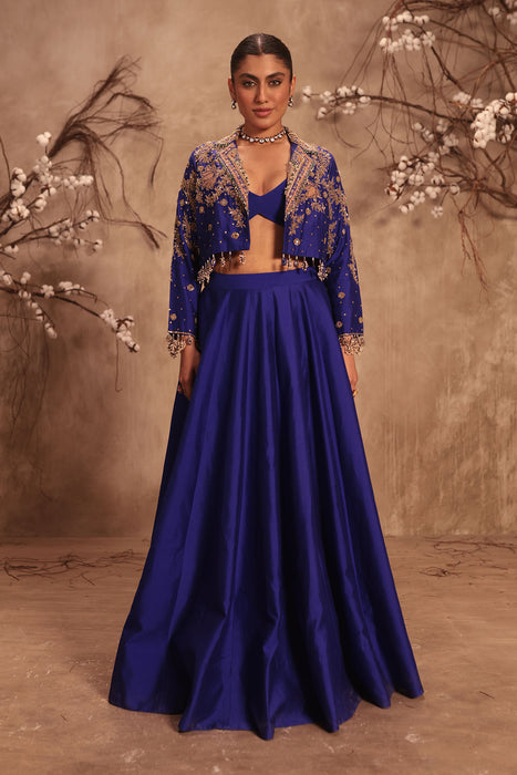 Nazakat Blue Jacket Style Lehenga Set