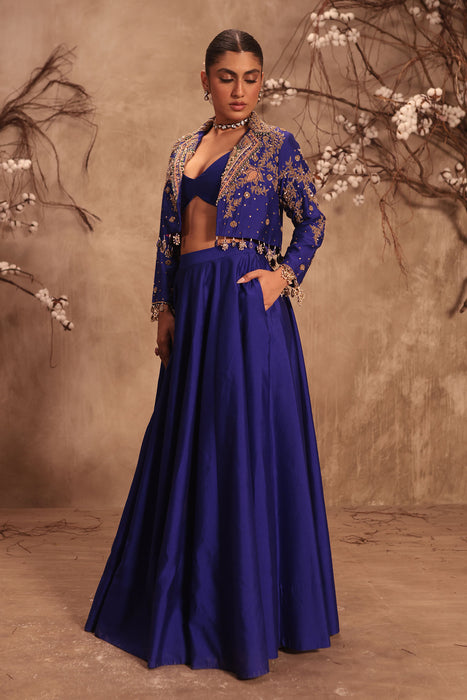 Nazakat Blue Jacket Style Lehenga Set