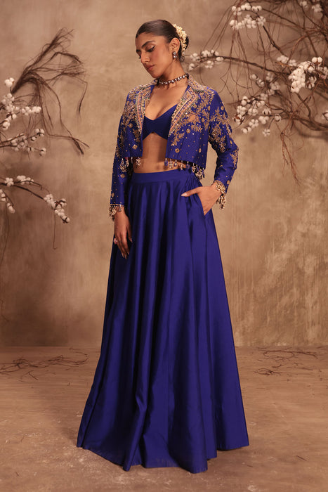 Nazakat Blue Jacket Style Lehenga Set