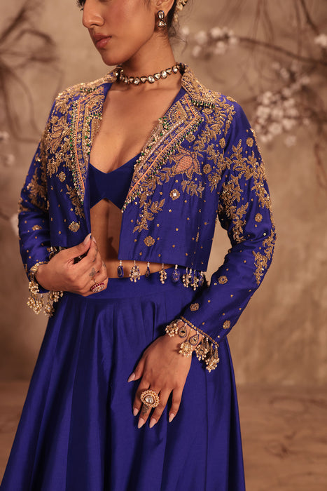 Nazakat Blue Jacket Style Lehenga Set