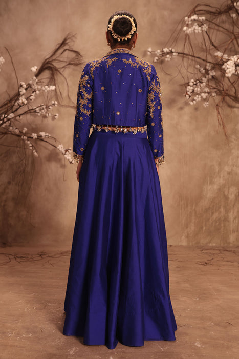 Nazakat Blue Jacket Style Lehenga Set