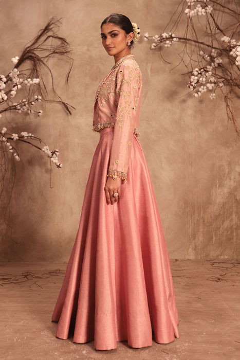 Nazakat Light Pink Jacket Style Lehenga Set