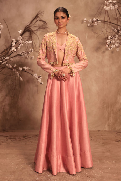 Nazakat Light Pink Jacket Style Lehenga Set