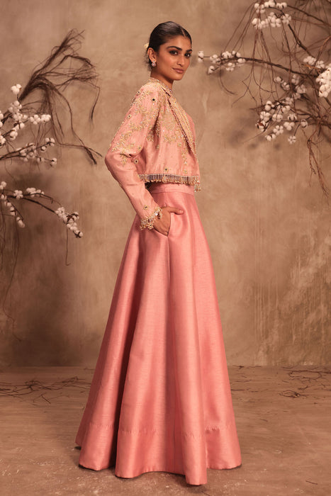 Nazakat Light Pink Jacket Style Lehenga Set