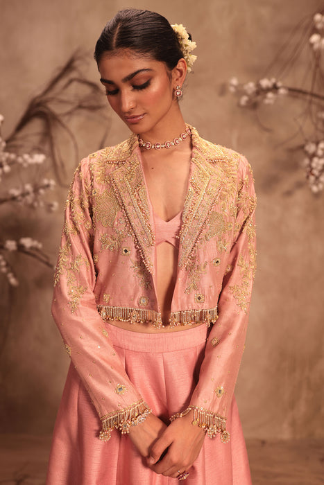 Nazakat Light Pink Jacket Style Lehenga Set