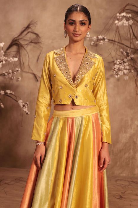 Nazakat Multicolor Yellow Jacket Style Lehenga Set