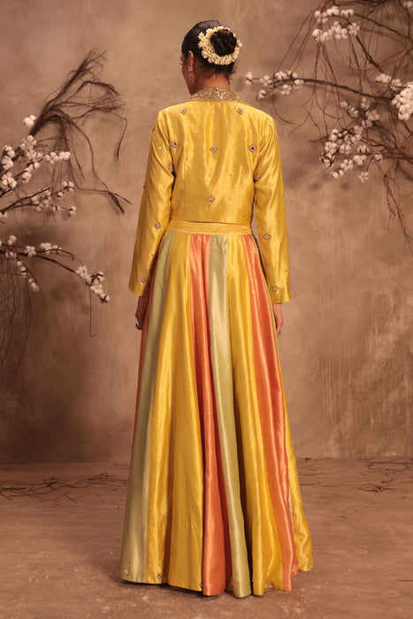 Nazakat Multicolor Yellow Jacket Style Lehenga Set