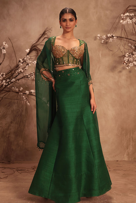Nazakat Green Cape Style Lehenga Set