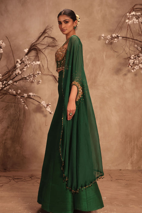 Nazakat Green Cape Style Lehenga Set