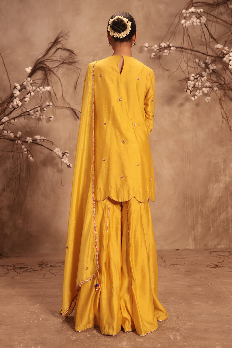 Nazakat Yellow Lotus Yoke Sharara Set