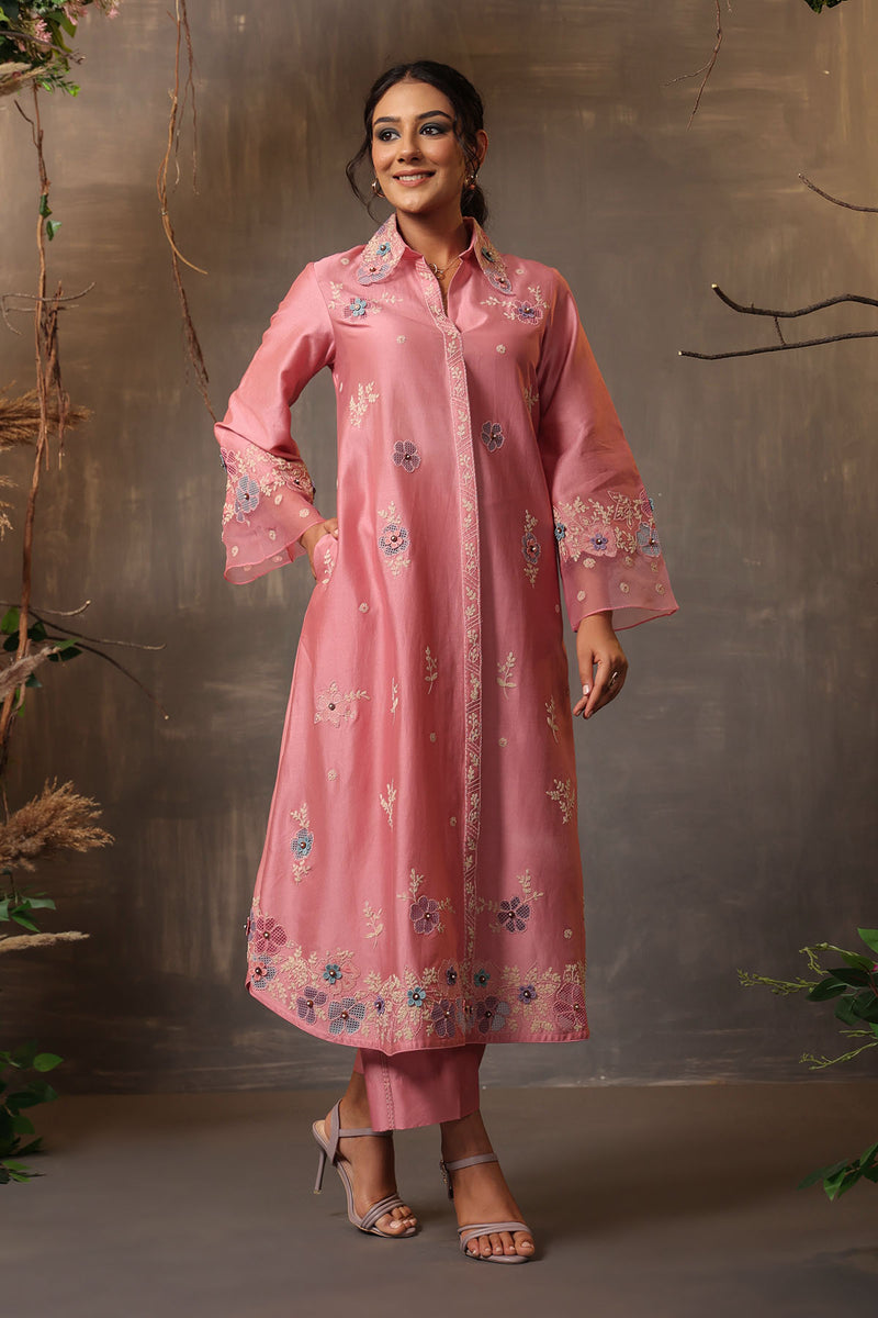GULSHAN LONG COORD SET PINK