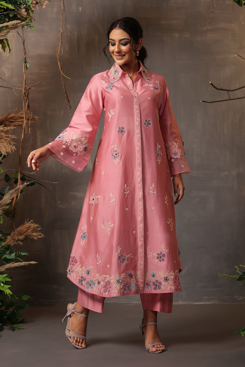 GULSHAN LONG COORD SET PINK