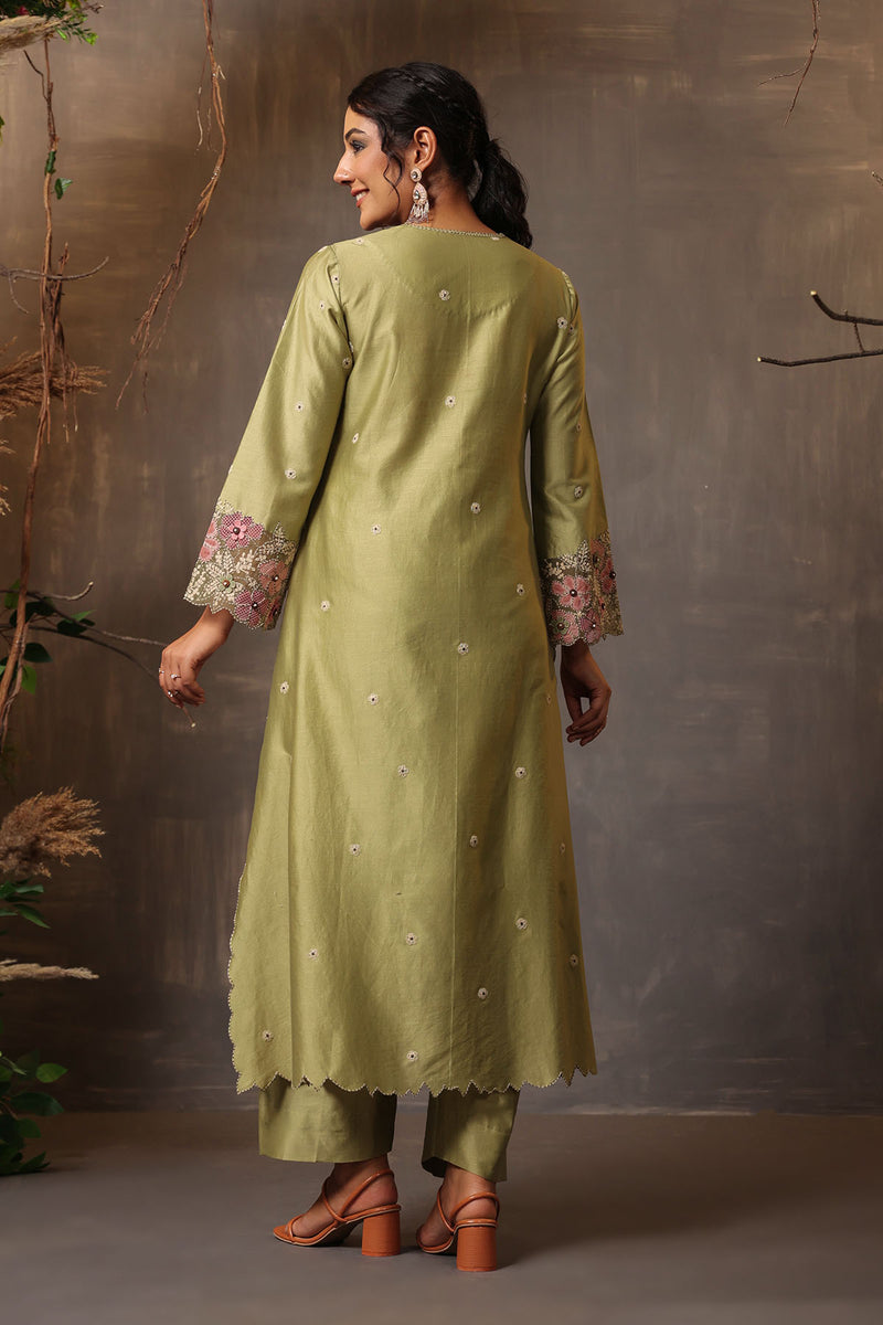 GULSHAN APPLIQUE KURTA SET GREEN