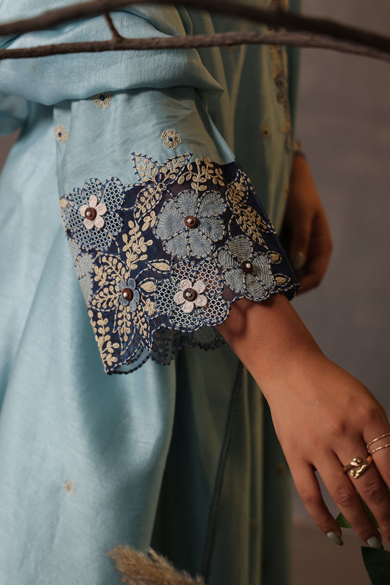 GULSHAN APPLIQUE KURTA SET BLUE