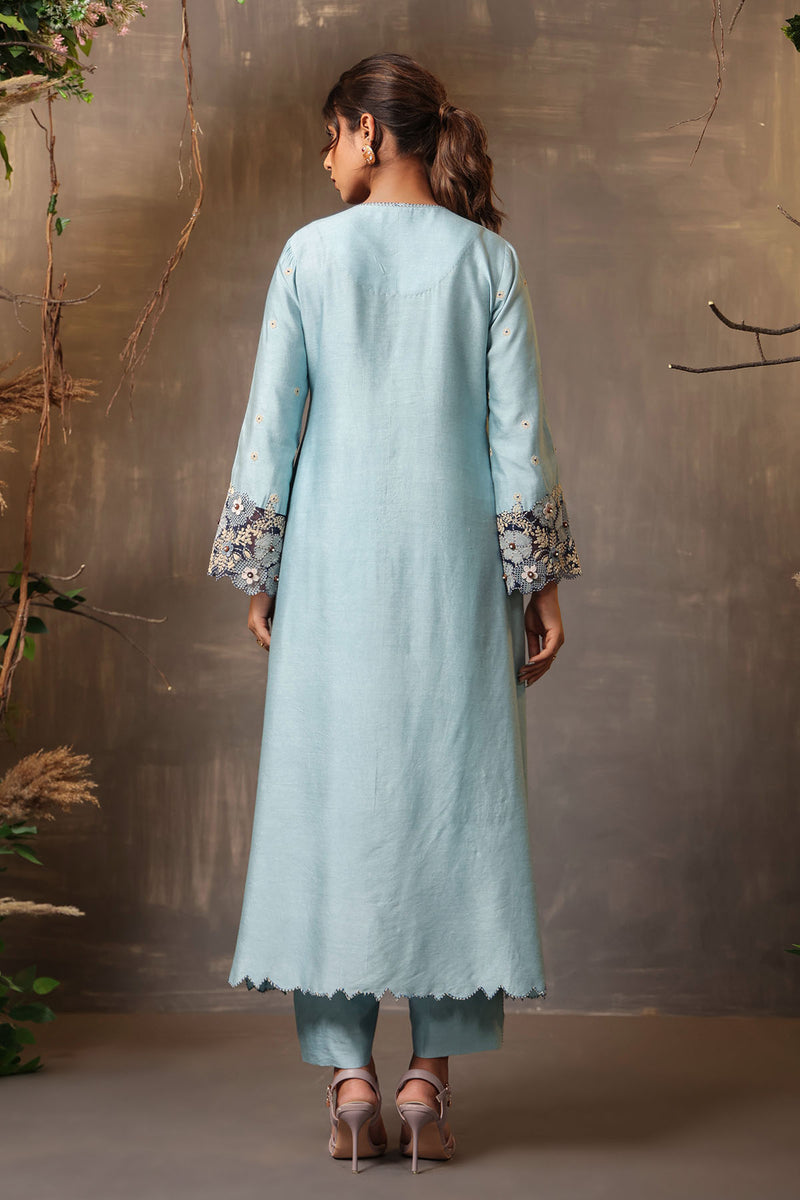 GULSHAN APPLIQUE KURTA SET BLUE