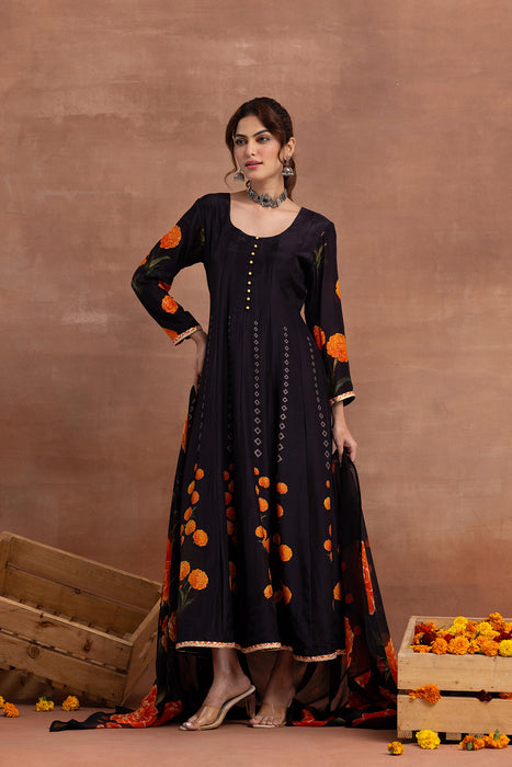 Saanjh- Purple Printed Suit Set