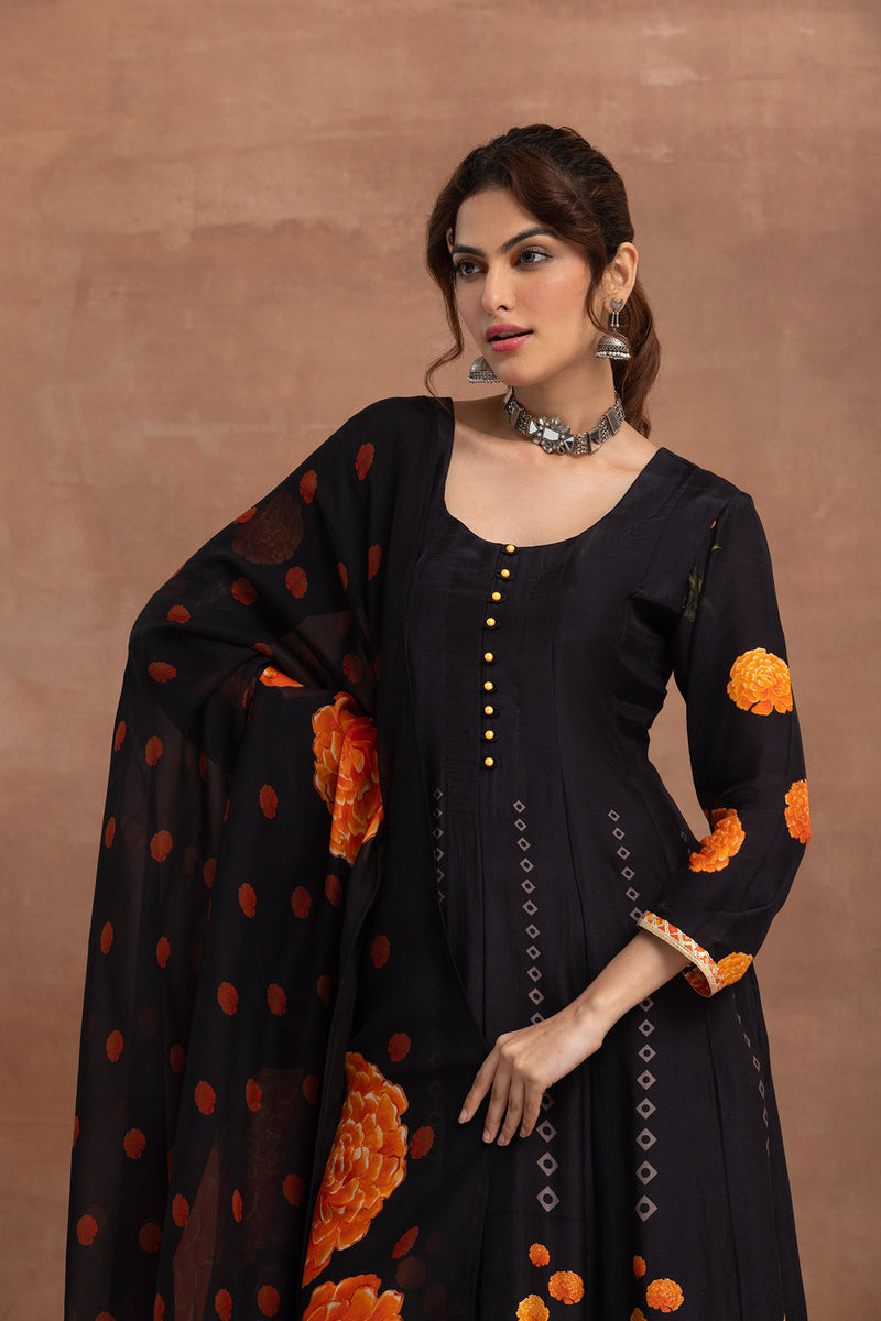 Saanjh- Purple Printed Suit Set