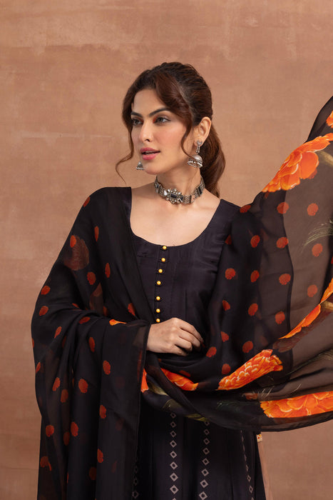 Saanjh- Purple Printed Suit Set