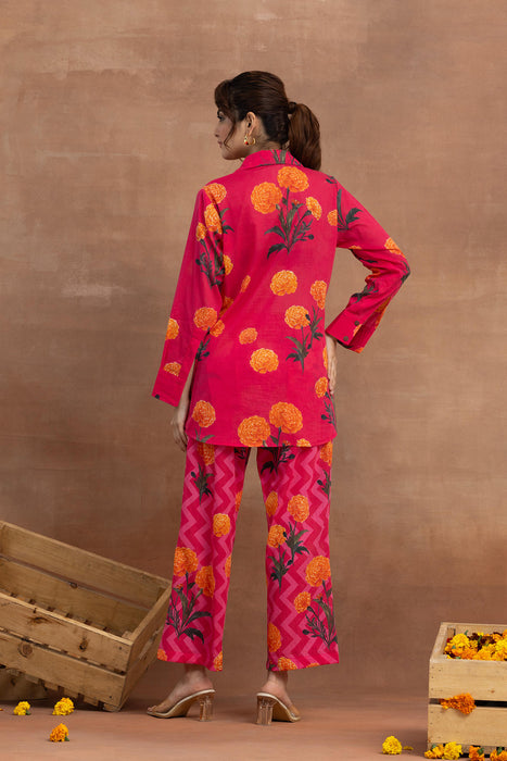 Gulbahar-Hot Pink Shirt Coord Set