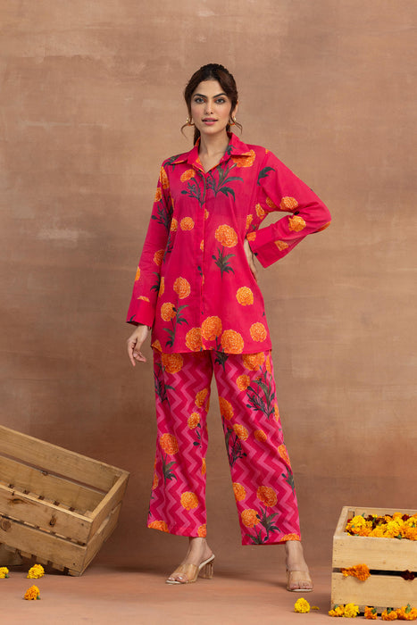 Gulbahar-Hot Pink Shirt Coord Set