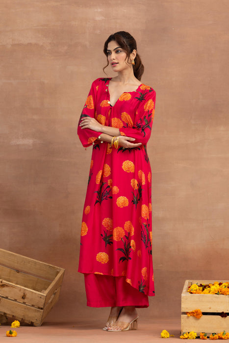 Mehreen-Hot Pink Printed Suit Set