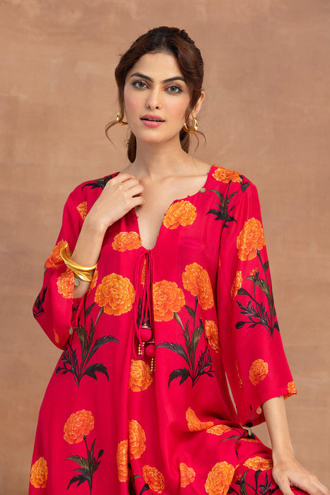 Mehreen-Hot Pink Printed Suit Set