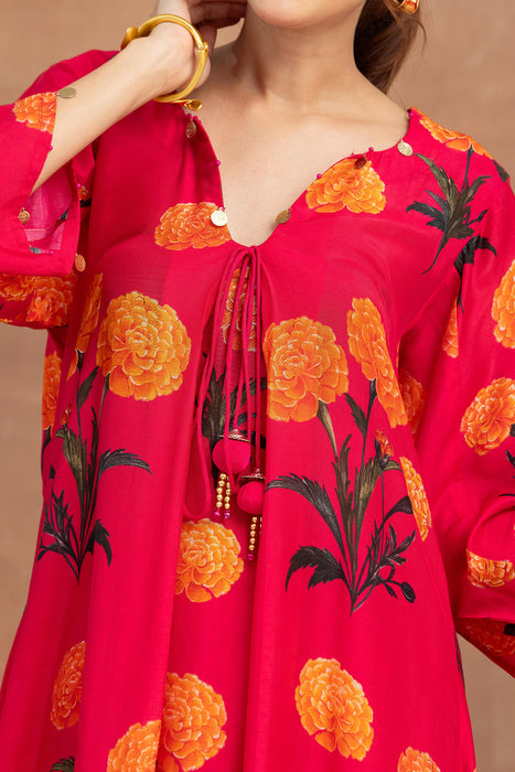 Mehreen-Hot Pink Printed Suit Set