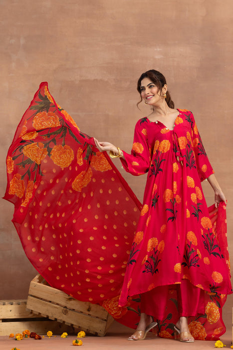 Mehreen-Hot Pink Printed Suit Set