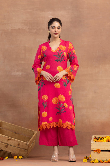 Mehreen-Hot Pink Printed Suit Set