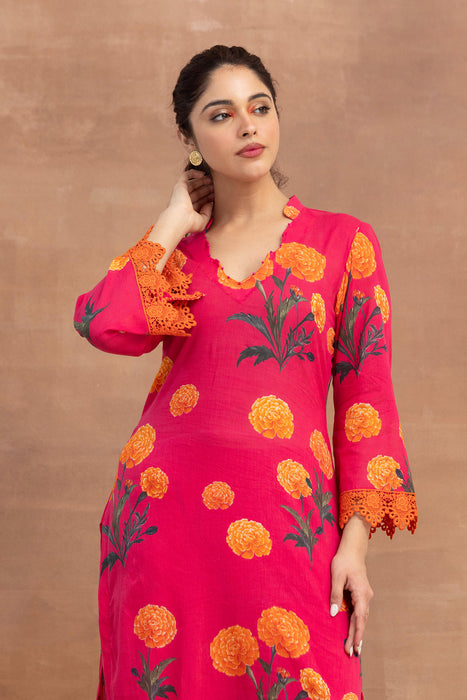 Kashish- Pink Printed Kurta Set