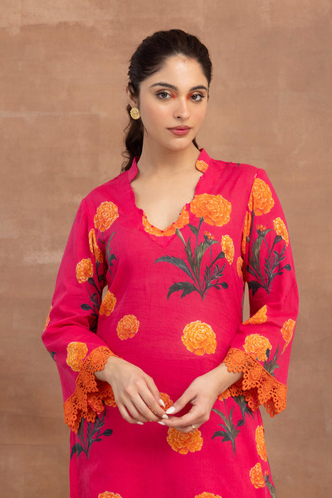Mehreen-Hot Pink Printed Suit Set