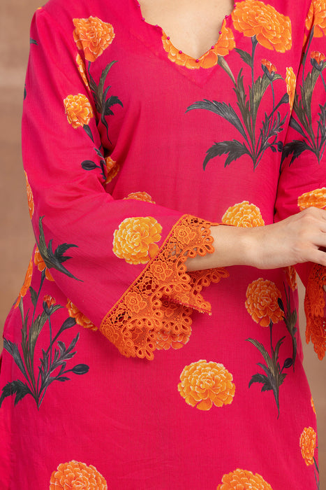 Kashish- Pink Printed Kurta Set