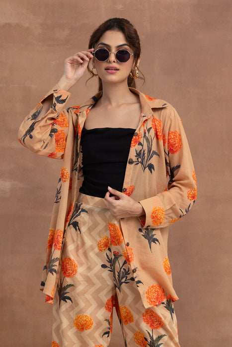 Svara-Fawn Shirt Coord Set