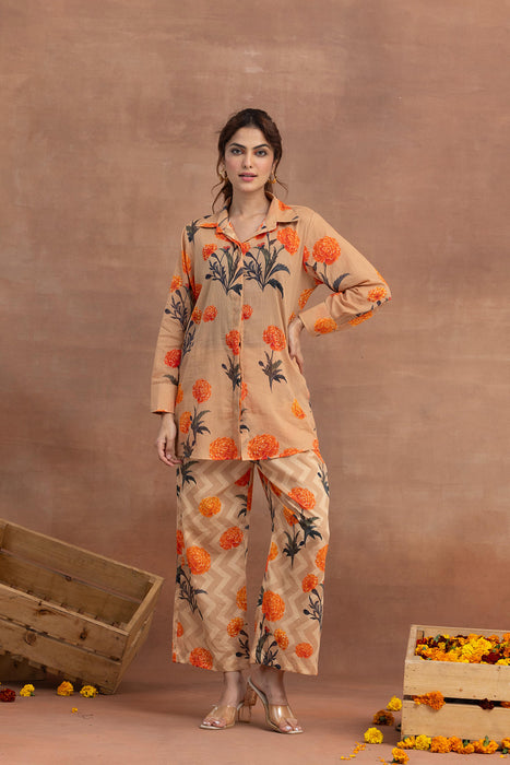 Svara-Fawn Shirt Coord Set