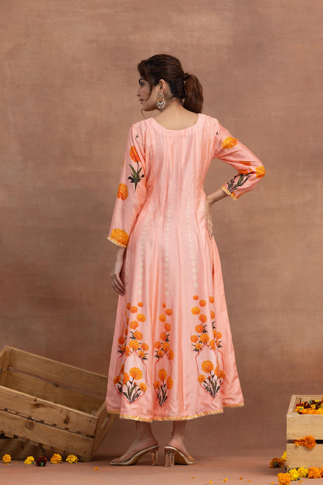 Kaira- Peach Printed Anarkali Set