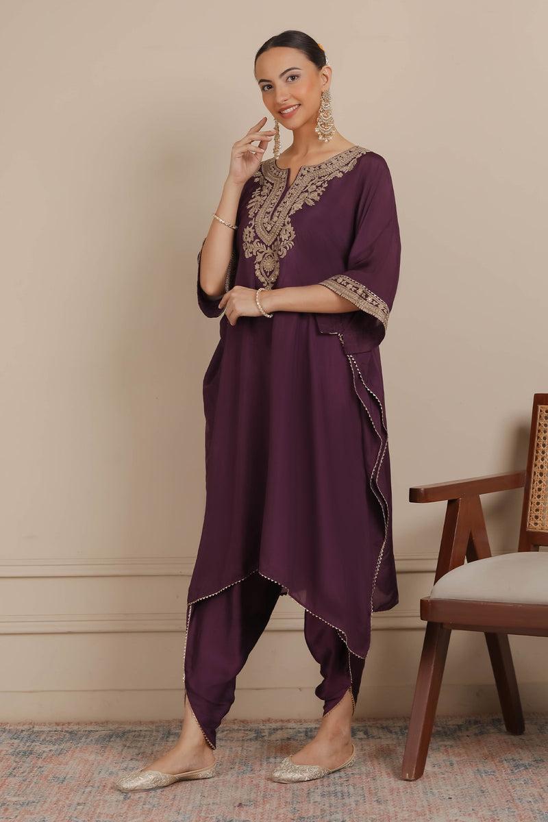Purple Kaaftan & Dhoti Set
