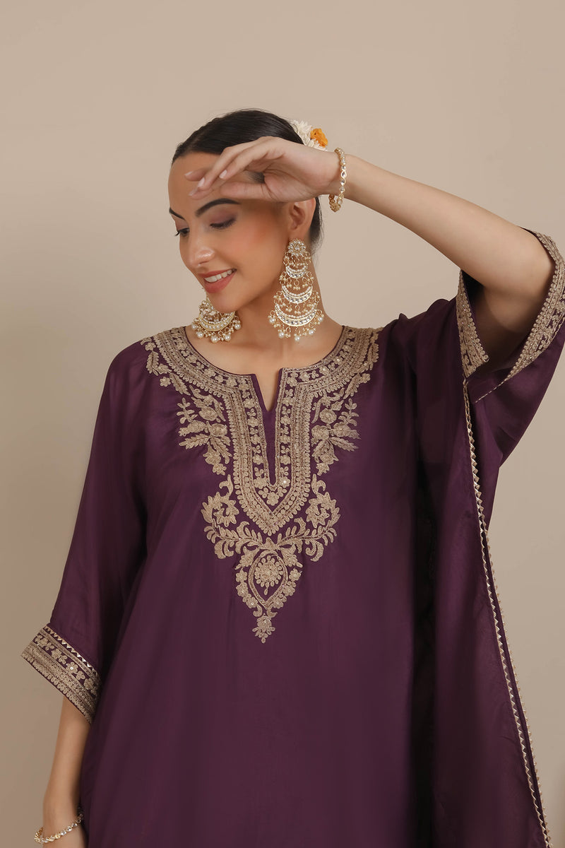 Purple Kaaftan & Dhoti Set