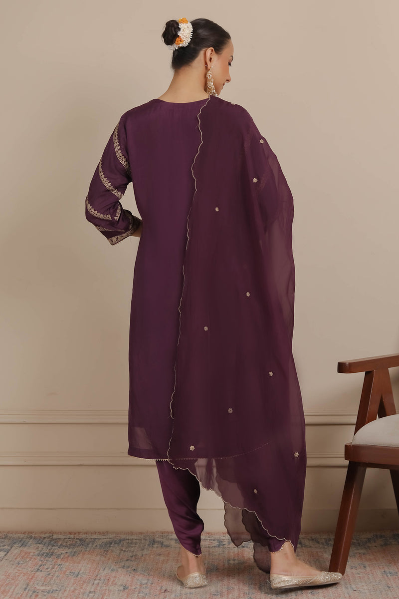 Purple Kurta & Dhoti Set