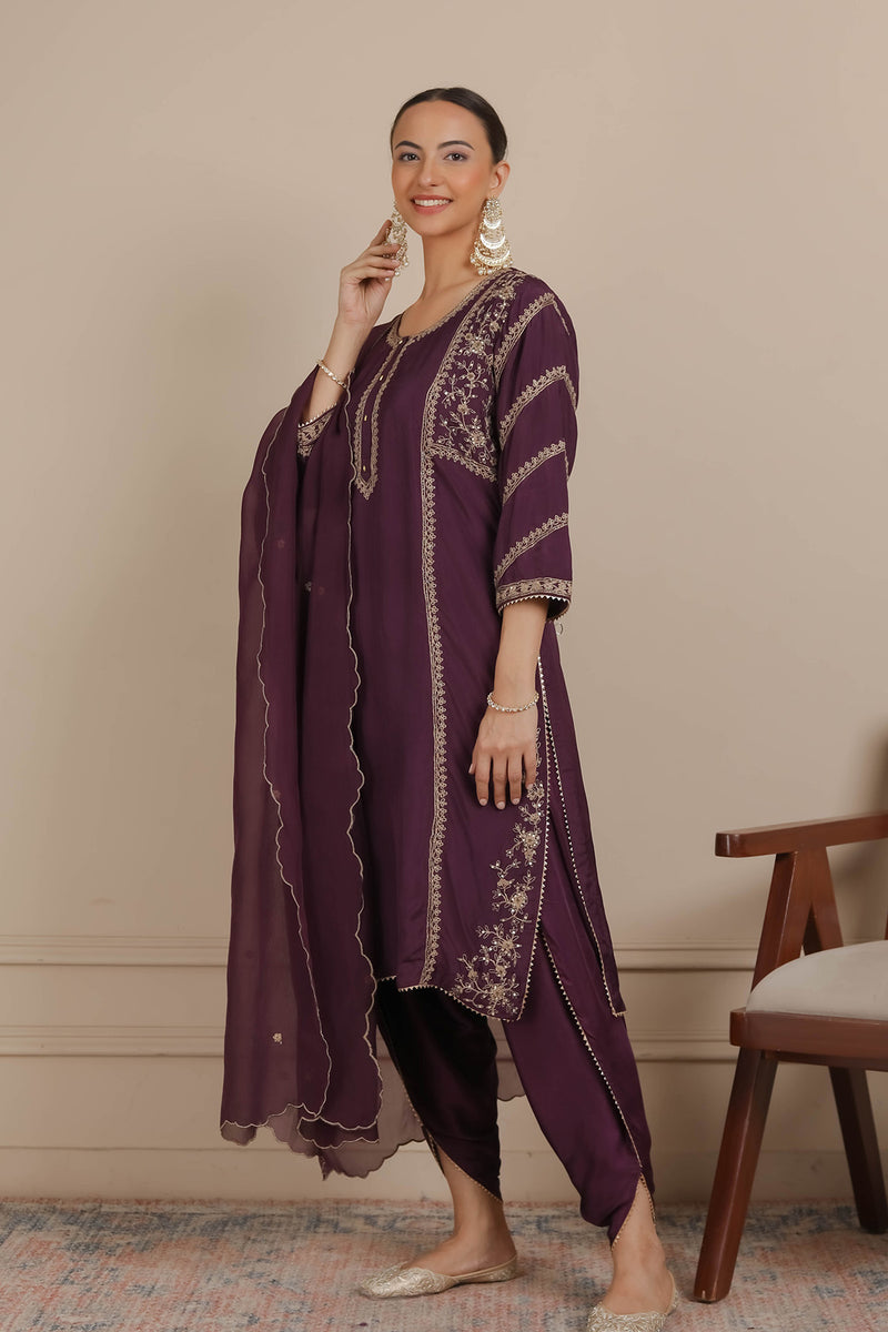 Purple Kurta & Dhoti Set