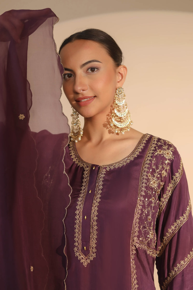 Purple Kurta & Dhoti Set