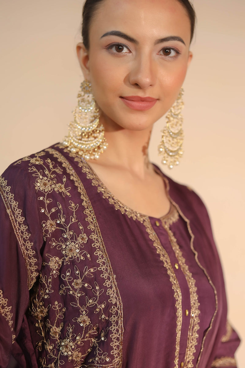 Purple Kurta & Dhoti Set